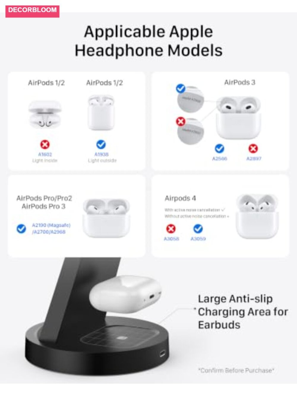 3 in 1 Wireless Charging Station for iPhone Apple Watch AirPods, Fast Charging - Picture 4 of 5